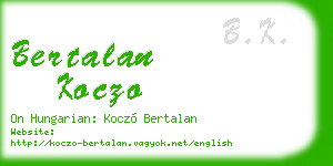 bertalan koczo business card